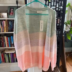 78 & Sunny Women's Pastel Striped Cardigan
